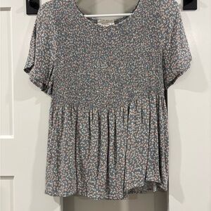 URBAN Romantics Blue and Pink Floral Blouse